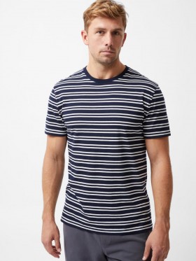 Short Sleeve Yarn Dye Stripe T-shirt Navy/ecru | Men French Connection T-Shirts And Polo Shirts