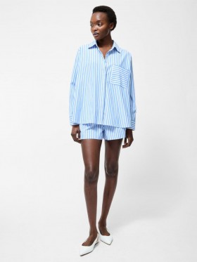 Stripe Relaxed Popover Shirt Blue/white | Women French Connection Shirts