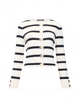 Striped Knitted Coatigan Classic Cream/black | Women French Connection Knitwear