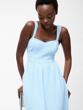 Sweetheart Textured Strap Midi Dress Cashmere Blue | Women French Connection Dresses