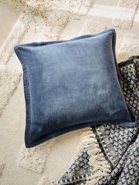 Washed Velvet Navy Cushion Indigo Blue | French Connection Cushions