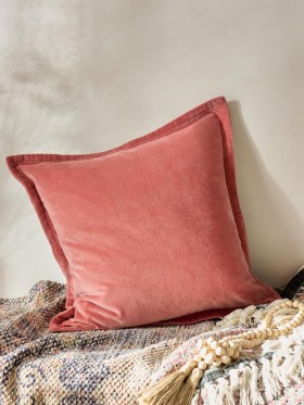 Washed Velvet Peach Cushion Coral Pink | French Connection Cushions