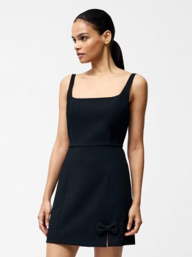 Whisper Bow Slit Strappy Mini Dress Black | Women French Connection Dresses