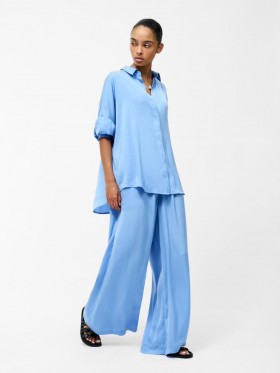  Léine Muinchille Fada Damasco Air Flow Poly Gorm Bláthanna Coirce | Léinte French Connection do Mhná