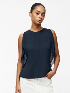  Top con maniche a palloncino in georgette Eden blu navy | Camicette French Connection da donna