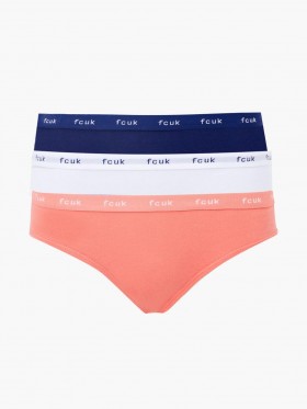  Fcuk 3枚組ブリーフ ネイビー/ホワイト/コーラル | フレンチコネクション レディース アンダーウェア＆ソックス