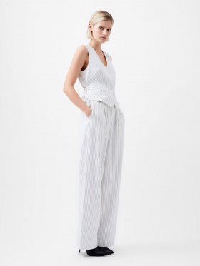 ピンストライプ ハイウエスト トラウザーズ ホワイト/ブラック | レディース フレンチコネクション トラウザーズ