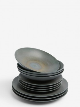 亜鉛製 12ピース ディナーセット ブラック | French Connection テーブルウェア