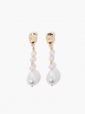  Uregelmessige øredobber med blandede imiterte perler, perle/gull | French Connection-smykker for kvinner