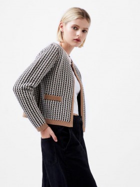 Noar Cardigan Havregryn Mel/Krem | Dame French Connection Strikkevarer