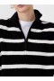 Vhari reciklirani prugasti džemper s patentnim zatvaračem, crno/zimsko-bijeli | Ženski pleteni proizvodi French Connection