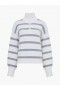  Vhari reciklirani prugasti džemper s patentnim zatvaračem do pola, bijela/srednje siva, Me | Ženski pleteni proizvodi French Connection