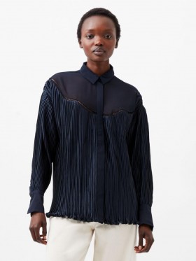  Crina Crinkle Satin Georgette Mix košulja Marine | Ženski topovi French Connection