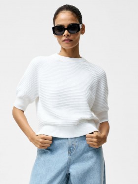  Lily džemper kratkih rukava s okruglim izrezom, bijeli lan | Ženski pleteni proizvodi French Connection