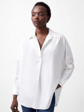  Rhodes Recycled Crepe Popover Zimska bijela majica | Ženski topovi French Connection