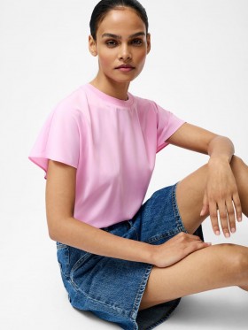  Capriana Crepe Rundringad Topp Bubblegum Rosa | Dam Toppar French Connection