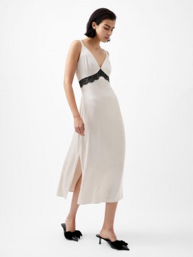  Ennis Eco Satin Spetsklänning Klassisk Cream/svart | Dam Klänningar från French Connection