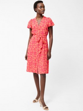  Islanna V-ringad knytklänning i midimodell med azaleamönster | Klänningar för kvinnor med French Connection
