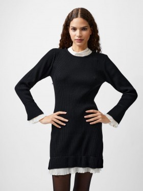  Melody Plisserad Mix Miniklänning Svart/Porslin Crea | Dam Klänningar French Connection