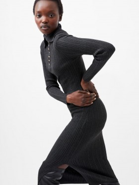 Nia Mari Stickad Klänning Träkolsmelerad | Dam Klänningar från French Connection