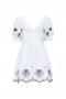  Minivestido Cambria Cotton Anglaise de lino blanco/azul marino | Vestidos French Connection para mujer