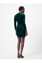 Minivestido de terciopelo verde oscuro con fruncido y manga larga | Vestidos French Connection para mujer