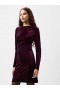 Vestido corto ajustado de manga larga Viola Velvet rojo burdeos | Vestidos French Connection para mujer