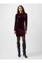 Vestido corto ajustado de manga larga Viola Velvet rojo burdeos | Vestidos French Connection para mujer