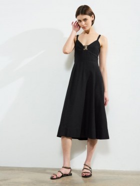  Vestido midi negro con tirantes Ariette | Vestidos de mujer de French Connection