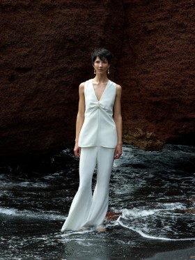  Top sin mangas con escote en V Arlette, blanco de verano | Mujer, French Connection Tailoring