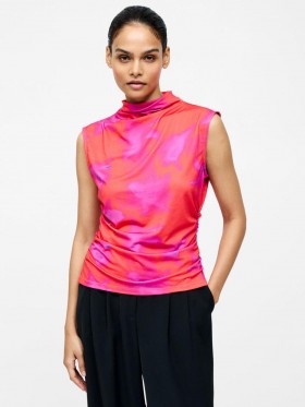  Top sin mangas fruncido Christy color sorbete de frambuesa | Tops de mujer de French Connection