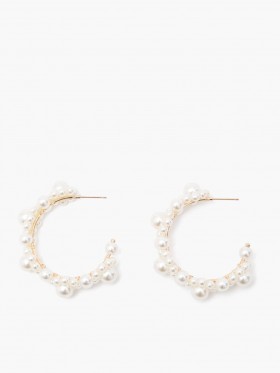  Pendientes de media aro con perlas sintéticas blancas | Joyería French Connection para mujer