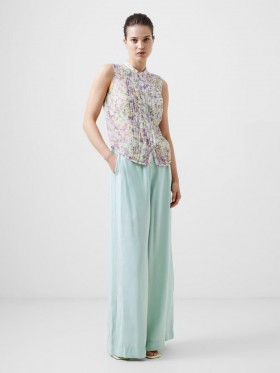 Blusa Donna de georgette reciclado con volantes y estampado de batido de fresa | Blusas French Connection para mujer