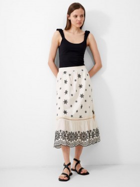  Falda midi Felicity bordada, color crema clásico/negro | Faldas para mujer de French Connection