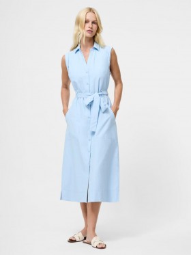 Vestido midi sin mangas con cinturón Era Poplin azul cielo | Vestidos French Connection para mujer