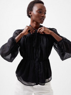 Blusa Ines de gasa con cintura ajustada, color blanco oscuro/verano | Blusas French Connection para mujer