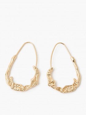  Pendientes de aro ovalados de metal fundido dorado | Joyería French Connection para mujer