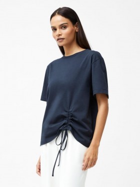  Camiseta fruncida de algodón Rallie, azul marino | Tops de mujer de French Connection