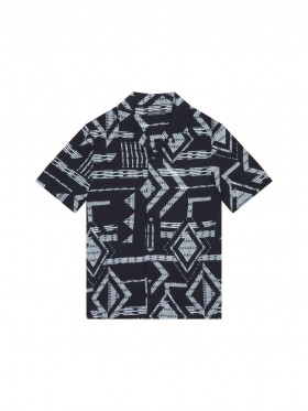  Camisa de manga corta Tribe Viscose Revere negra | Camisas French Connection para hombre
