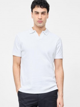  Polo blanco de manga corta con canalé variado | Camisetas y polos French Connection para hombre