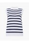  Pruhované oversize pletené tílko v barvě ecru/půlnoc | Dámské pletené oblečení French Connection