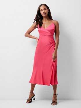  Dámské elegantní midi šaty Ennis Eco Satin Slip Azalea | Šaty French Connection