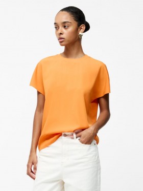  Capriana Crepe Rund Hals Top Papaya Orange | Dame French Connection Bluser