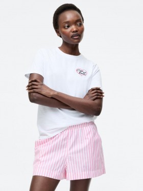  Cest Si Bon Broderet Grafisk T-shirt Hvid/midnat/rasprød | Dametoppe fra French Connection