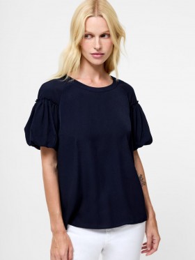 Crepe Light Puff Sleeve Top Utility Blue | Dametoppe med French Connection