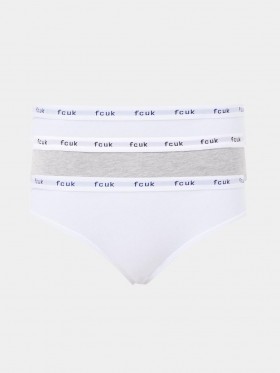  Fcuk 3-pak trusser grå/hvide | Dameundertøj og sokker fra French Connection