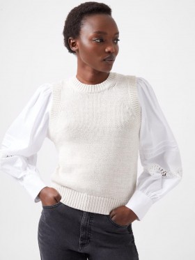  Klara Flec Mix Jumper Classic Creme/hvid | Dame French Connection Strikvarer