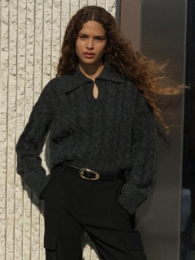 Kyla Sparkle Langærmet Strikpullover Trækulsblå | Dame French Connection Strikvarer