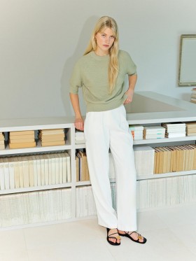  Lily Rund Hals Kortærmet Strikpullover Pistachio Grøn | Dame French Connection Strikvarer