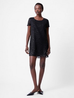  Lurex Georgette Mini Shift Kjole Sort | Dame Kjoler fra French Connection